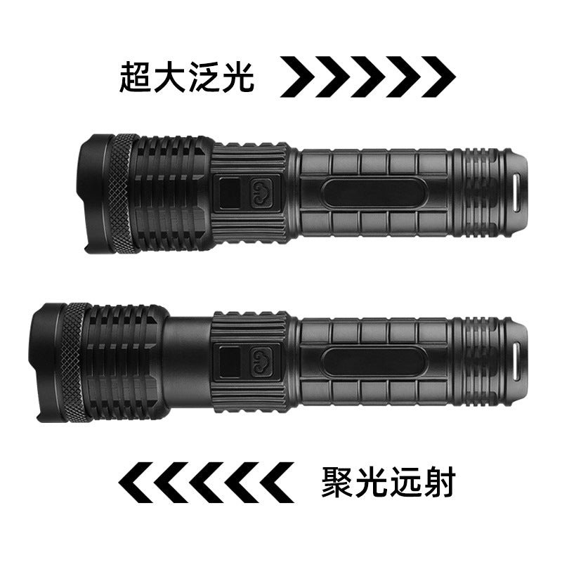 Cross-border new white laser flashlight Type-C rechargeable outdoor built-in battery smart electric display strong light flashlight