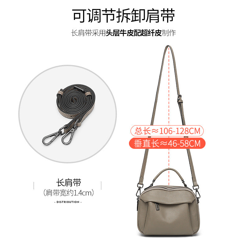 Genuine leather portable shoulder bag 2025 new fashionable small and large-capacity messenger bag high-end casual cowhide women's bag