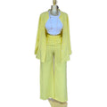 European and american cross-border women's fashion:  spring new collection - solid color turn-down collar long sleeve blouse and tie-waist wide leg pants set