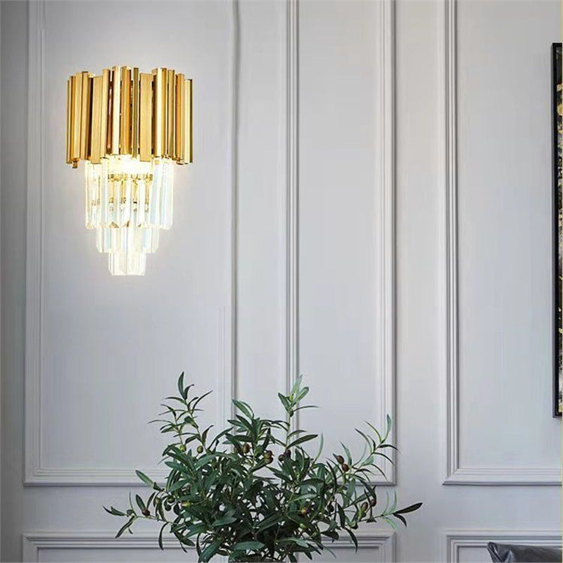 Accessible luxury style crystal wall lamp casual living room tv background wall bedroom bedside corridor aisle staircase wall lamp