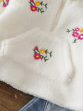 new autumn cross-border baby & toddler fleece-lined embroidered jacket & heavy-duty washed denim jeans two-piece set