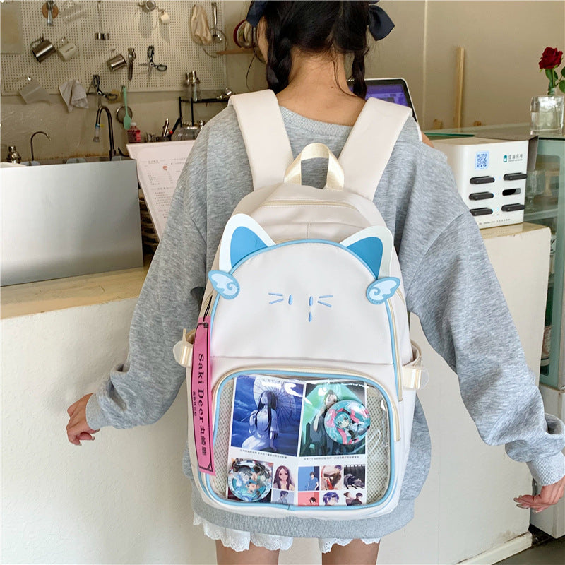 New high-value, fresh, sweet and cute female backpack, junior high school student schoolbag, light travel and large-capacity backpack.