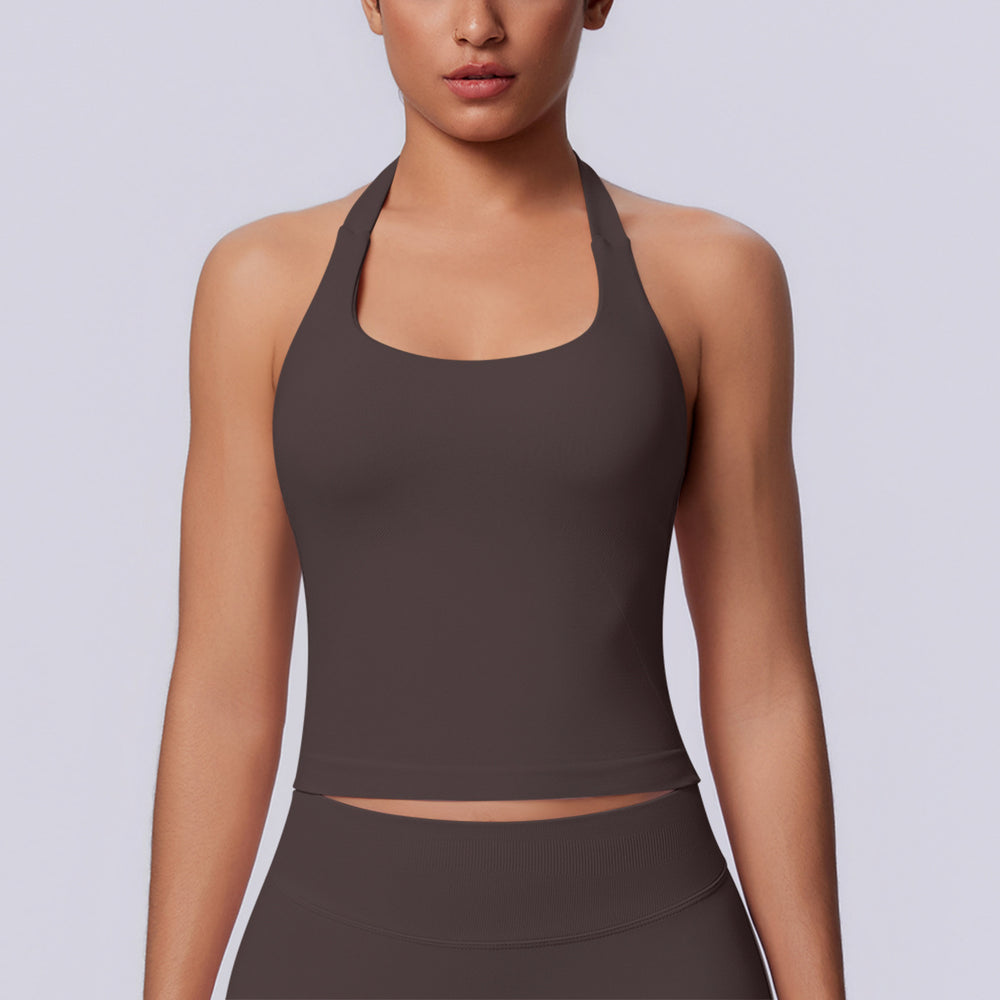 new arrival square collar halter beautiful strap chest pad high elastic long vest running fitness yoga sports seamless vest