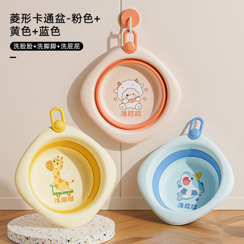New arrivalkids cartoon foldable washbasin newborn baby essential foot washing butt special vertical material small basin