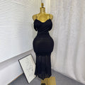 Export cross-border elegancepure color one shoulder suspender silmdress female summer pure lust style high waistelegant hip skirt