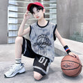 Boys' basketball outfit set - quick-dry sleeveless tank top & shorts - summer sports jersey for boys (sizes for mid-to-large children)
