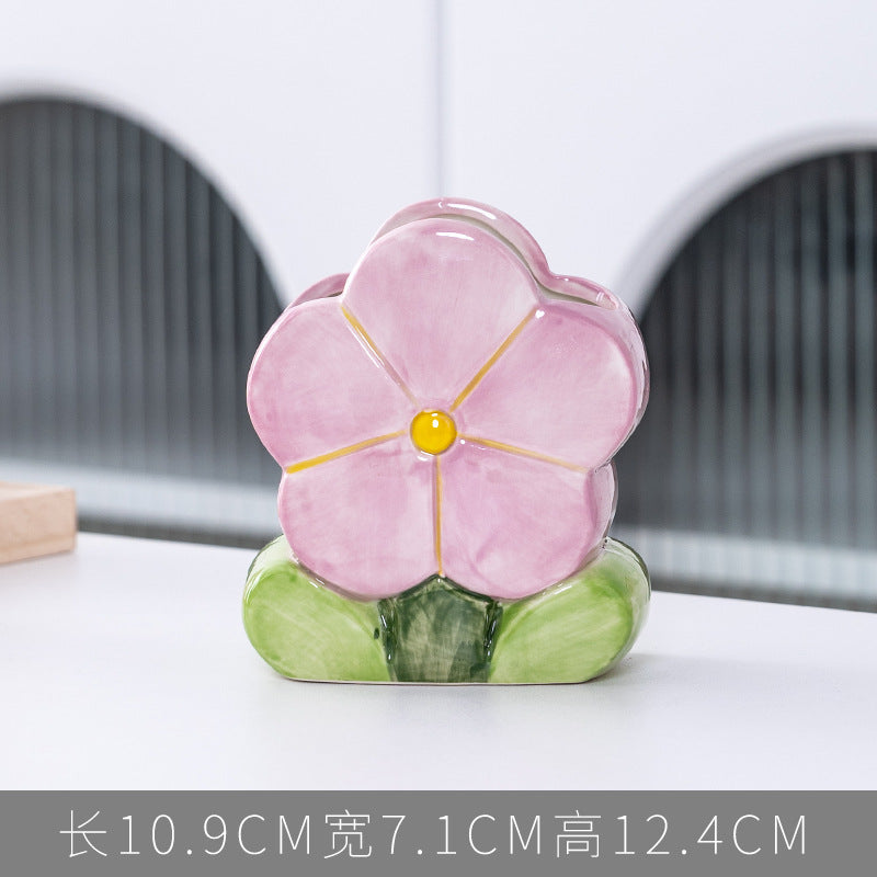 Tulip flower makeup brush holder office pen holder - trendy ins style bedroom decor desktop organizer
