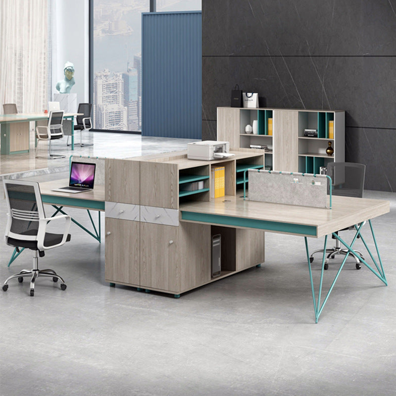 Saint li staff office desk - minimalist modern financial desk and chair set, computer desk, card slot, stylish employee office desk