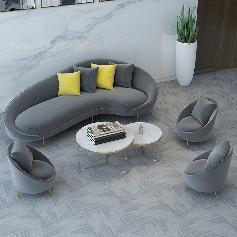 Minimalist modern three-seater moon sofa office set - business reception creative sofa and coffee table combination