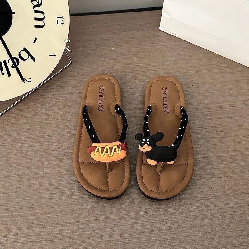 Cartoon cute outerwear flip flops women's summer internet celebrity ins best selling soft beach non-slip women's flip flops