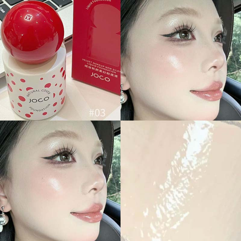 JOCO fleece makeup new face soft yarn foundation, clear concealer, waterproof and sweat-proof, not easy to take off makeup, student party affordable foundation