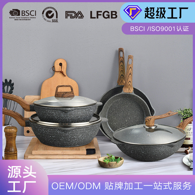 Custom oem aluminum die-cast frying pan, non-stick flat bottom wok for home use, compatible with induction cookers and open flame, universal griddle