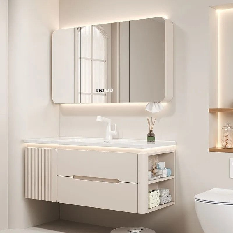 Side storage sink Wash top Oak paint Bathroom cabinet Ceramic integrated basin set Washbasin cabinet combination