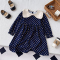 Trendy girls' dress - new autumn collection: long-sleeved, color-blocked polka dot princess dress for baby girls - chic autumn/winter style