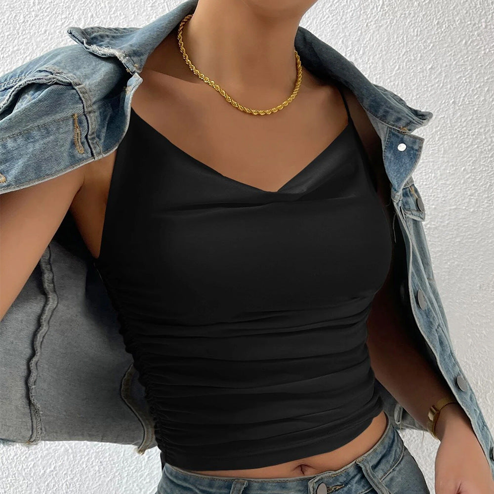 spring/summer new arrival: cross-border european & american style bestseller - slim-fit, elegant, scoop neck, high-stretch knit cami top - in stock now!