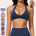 outwear pilates casual yoga intimates women's halter back bra fixed cup sports intimates 5575