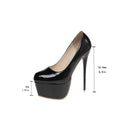 Plus size women's high heels nightclub banquet waterproof platform 16cm ultra-thin heel flats round toe thick sole high women's shoes