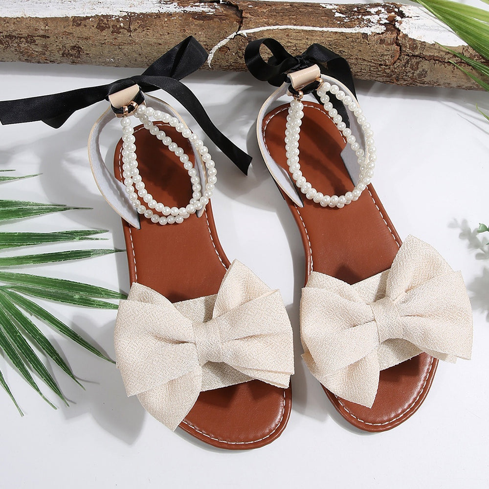 new bowknot flat slide sandals for women, solid color lightweight comfortable casual sandals for women