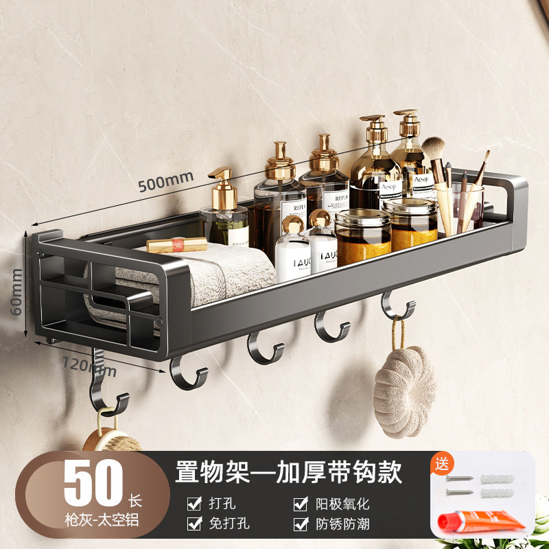 Wholesale Factory Direct Sales Thickened Profile Toilet Shelf Space Aluminum Bathroom Cosmetics Storage Rack No Punching