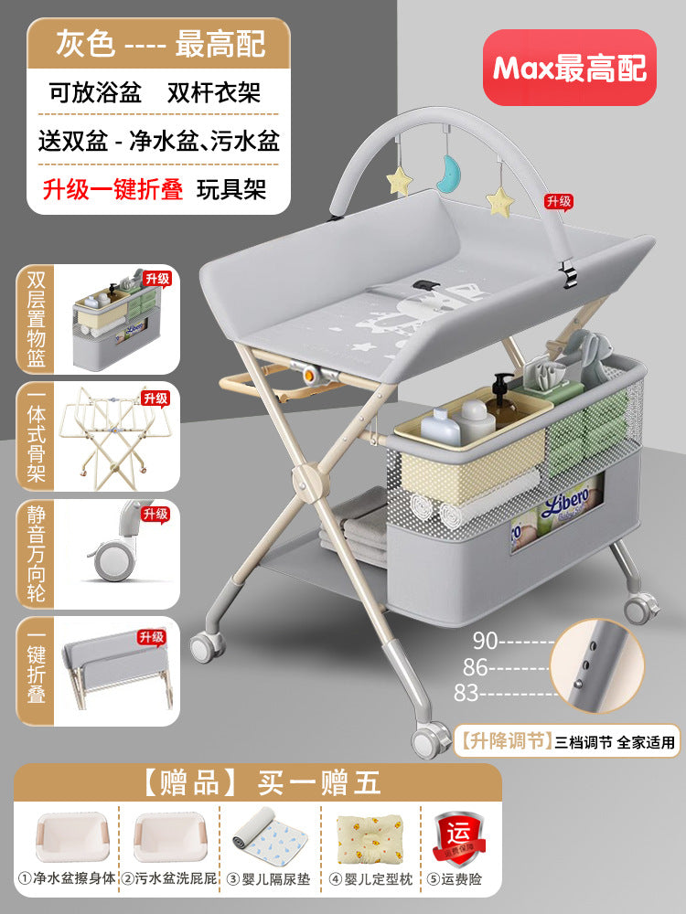 Changing table - multifunctional foldable baby care station for diaper changing, massage, bathing, and newborn care