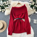 new arrivalfall and wintersweater belt waist easiest for matchfashion one shoulder lapel slimming look chic knittingtops women