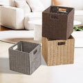 Imitation rattan woven storage basket plaid box foldablecasual dirty clothes storage basket square toy snack storage