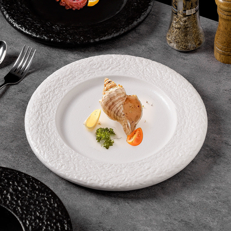 Minimalist rock texture western dinner plate - matte finish, creative restaurant & hotel steak plate, high-style home dinnerware