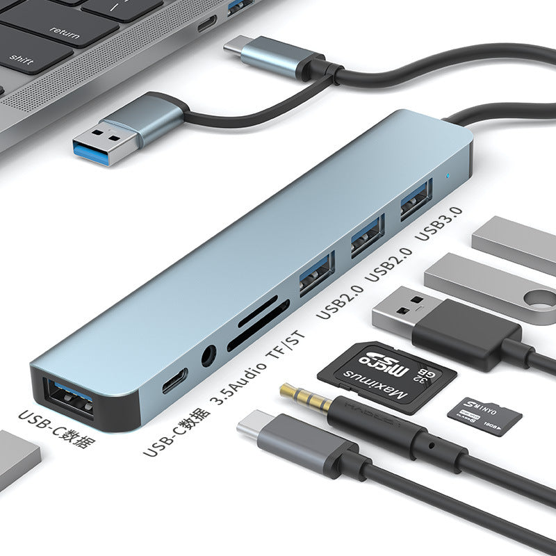 2-to-8 usb expander hub, 7-port expansion dock, splitter, computer docking station, high-speed transmission