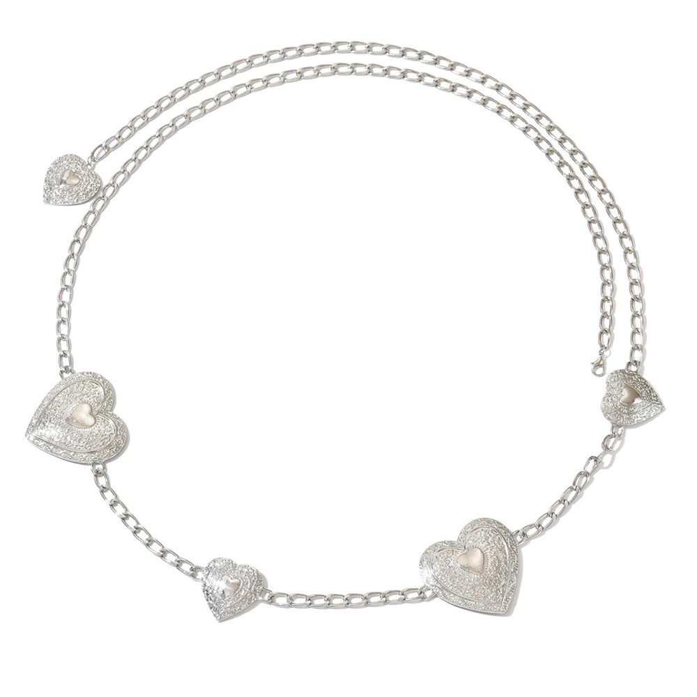 Wholesale metal waist chain - european & american cross-border accessories - women's punk metal style - unique heart design body chain belt
