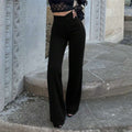 exportelegantwork clothinghigh waiststraight-leg pants women's spring & fallnew arrivaldrapedilmslimming look black suit pants
