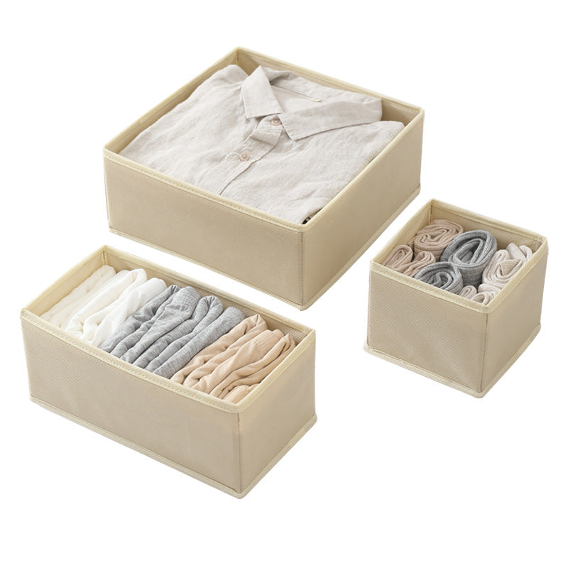 Customized non-woven storage box three-piece set six-piece set drawer grid sorting storage clothing pants fabric folding