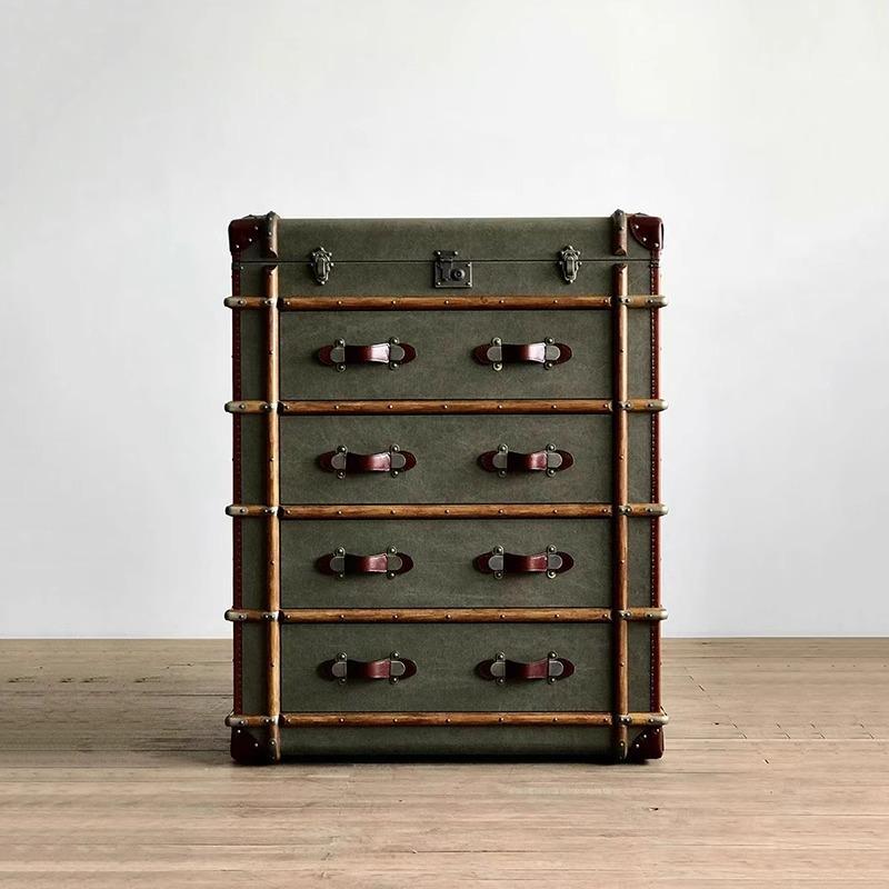 American retro storage cabinet bedroom box foyer entrance cabinet rattan large capacity storage house decoration cabinet furniture