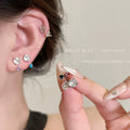 Luxury blue titanium steel stud earrings for women - 2026 new arrival, trendy horseshoe ear cuff earrings, elegant ear jewelry