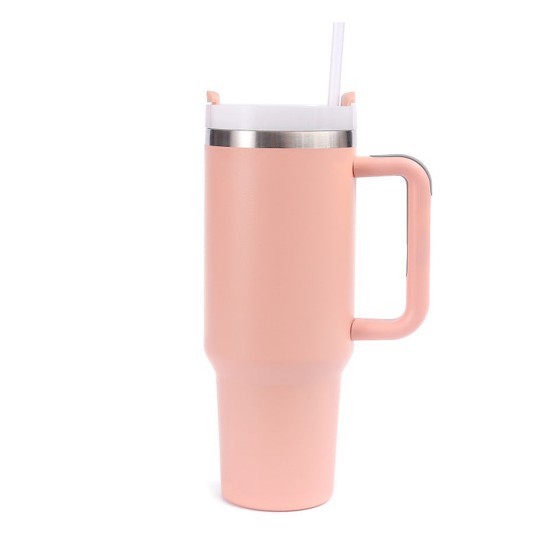 40oz 304 stainless steel large capacity insulated tumbler with handle, vacuum straw, car cup, gift water bottle, business gift