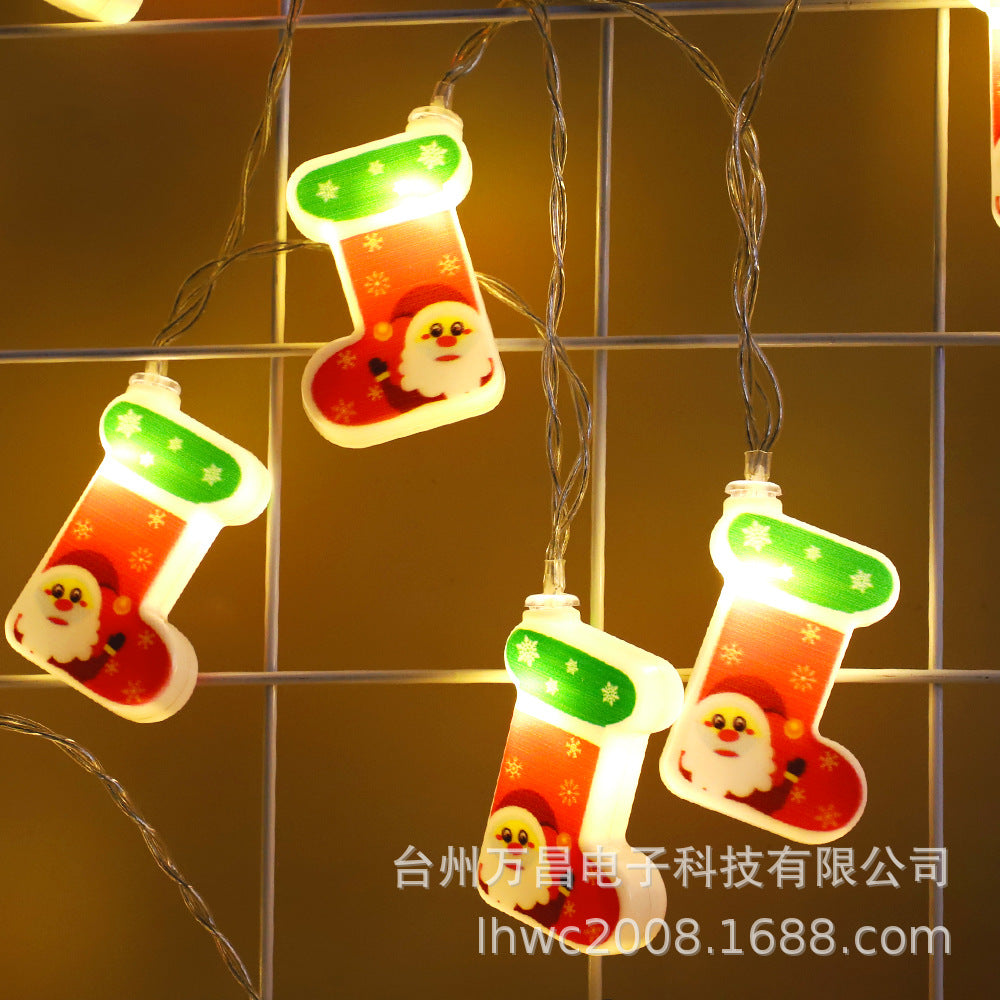 Cross-border LED Christmas stockings light string Creative Christmas decorative light string LED Christmas decoration flash light string