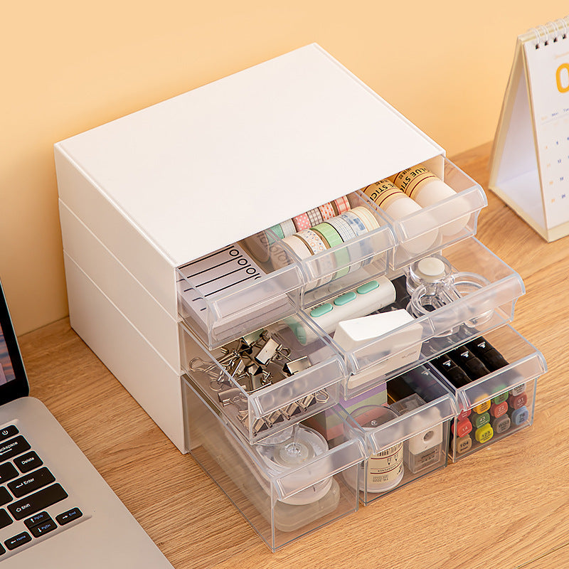 Cosmetics storage box drawer ins cotton pad lipstick desktop storage box can be stacked with stationery storage box