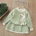 Girls' knit sweater set - new  collection: cardigan & skirt outfit with oversized collar