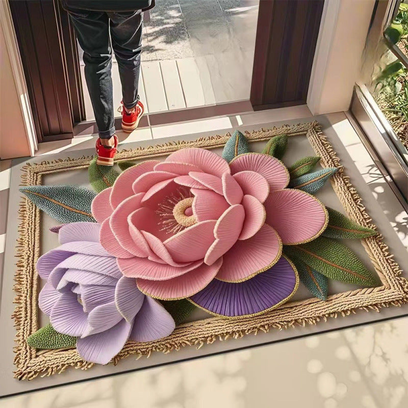 3d rose diatomite mat - absorbent, quick-drying, non-slip floor mat for bathroom, toilet, entrance, and doorways