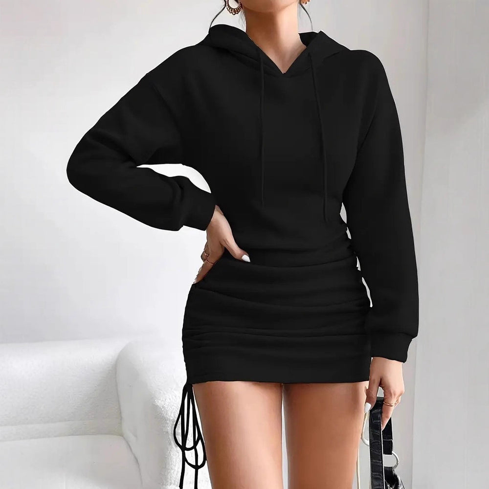 fashionexportfall and winternew arrivalhoodedlong sleevessweatshirt hip-hugging dressk-style