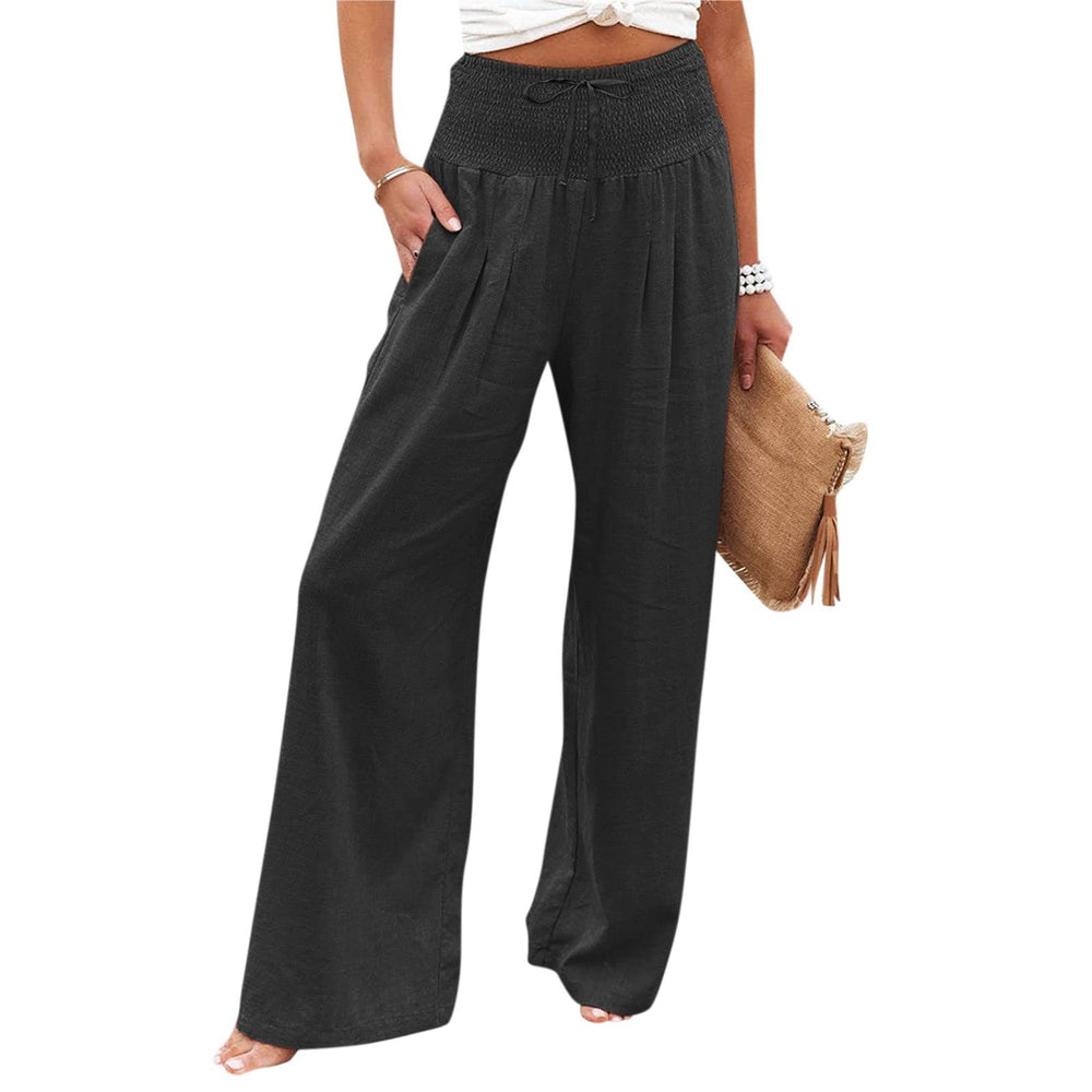 cross-border women's fashion casual loose solid color high-waisted trousers