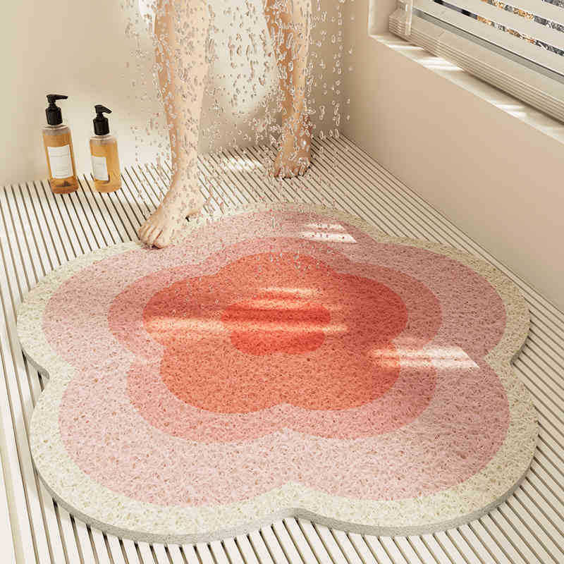 Special-shaped flower bathroom non-slip floor mat cut out wire loop shower room anti-fall foot mat bathroom bathtub drain foot mat