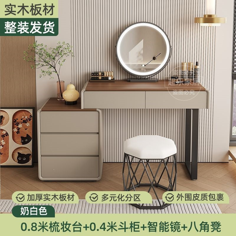 Vanity table bedroom casual walnut color chest of drawers vanity table all-in-one small makeup table retractable makeup table