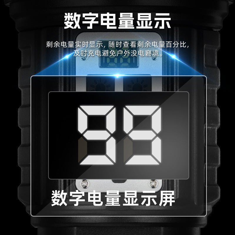 Cross-border new white laser flashlight USB charging white yellow light + red and blue warning side light tactical strong light flashlight