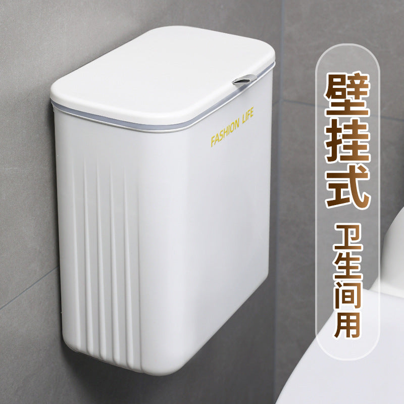 Kitchen trash can bathroom with lid crevice garbage storage bucket for home wall mounted installation-free multi-purpose trash can