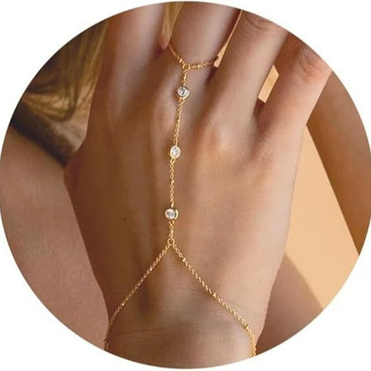 European and american cross-border millet beads rice beads bracelet zircon pearl ring chain finger chain jewelry bracelet