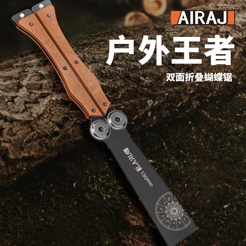 Arrizo Foldable Butterfly Saw Hand Saw Outdoor Logging Saw Hand Saw Woodworking Saw Double Sided Grinding Folding Saw