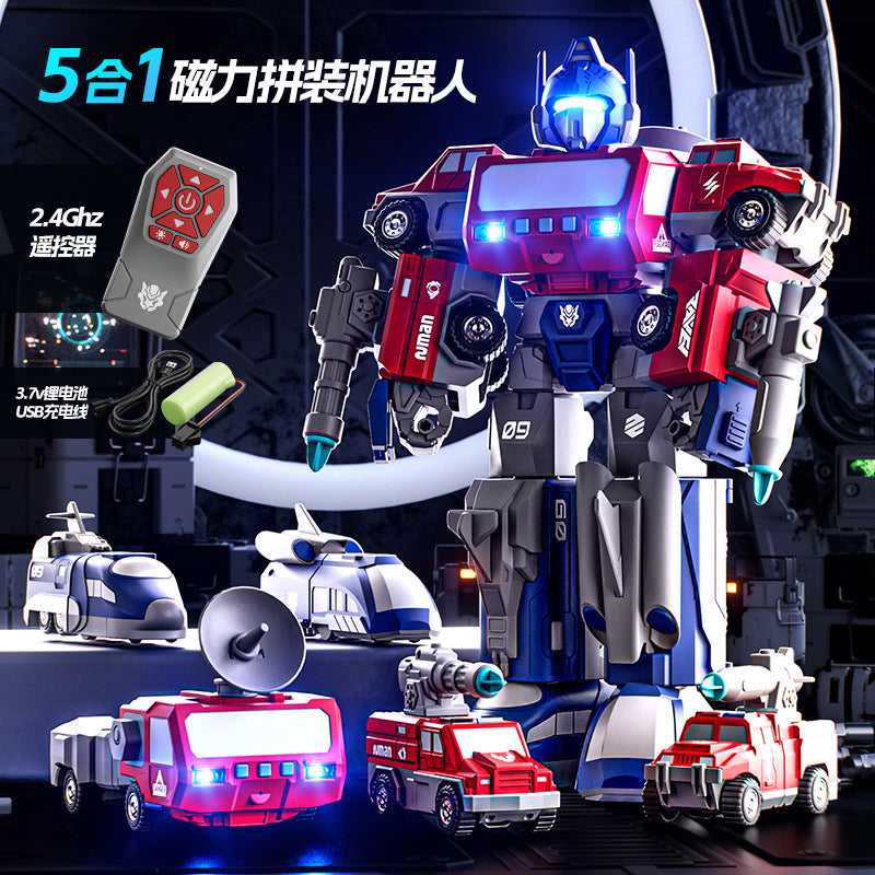 Guochao magnetic deformation robot assembly magnetic deformation autobot ejection cannon combined remote control toy gift