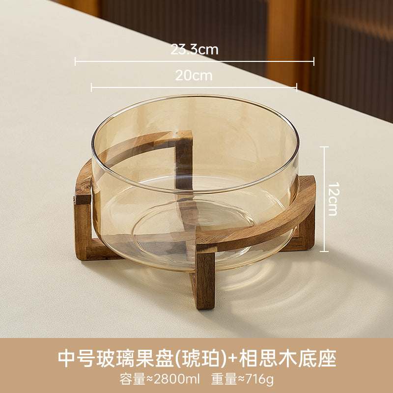 Glass fruit bowl salad bowl with stand - ideal for hotel reception, ktv buffets, home use, welcome snacks, candy storage, and fruit serving