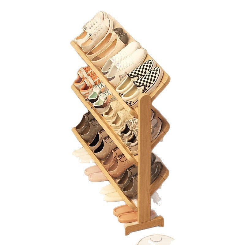 Solid wood shoe rack Multi-layer household door Entry door Small narrow rental good indoor small shelf Folding shelf
