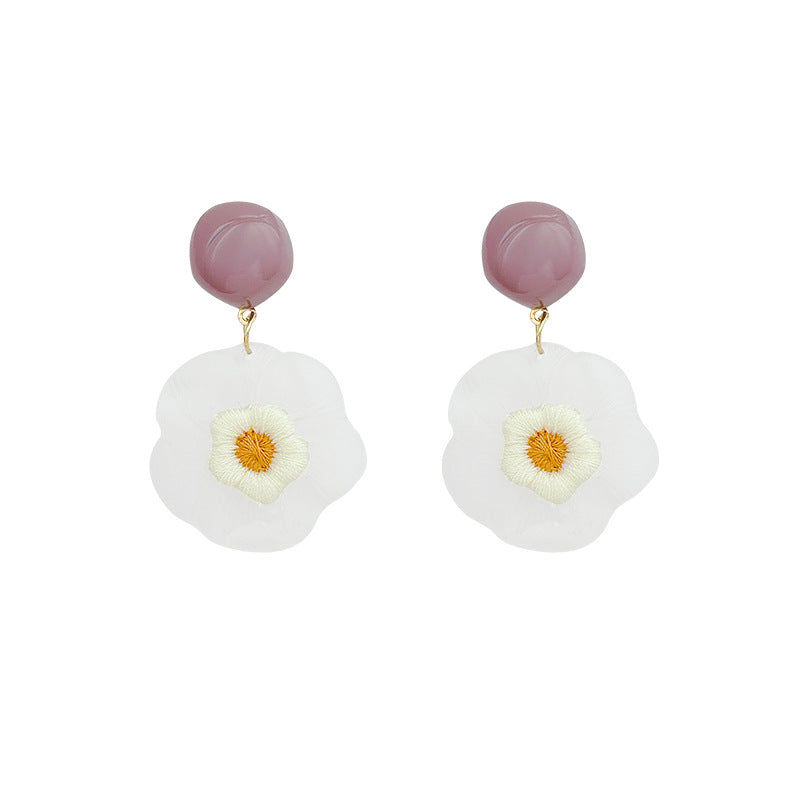 Luxury transparent floral earrings for women - unique, slimming, and statement-making round face earrings - fresh summer studs
